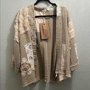 POL Beige Patchwork Cardigan